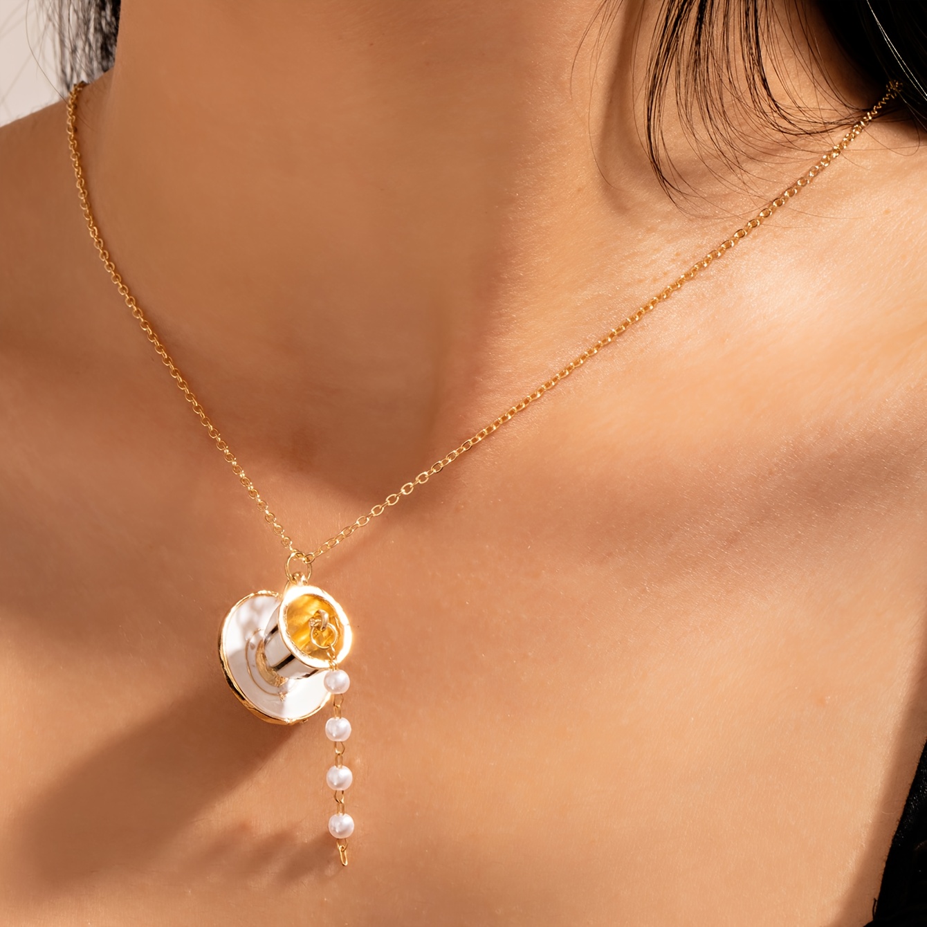 E-shop Niedlicher Nachmittagstee-Tassen-Anhänger im frischen französischen Stil, modische schlichte Halskette, kreativer trendiger Schmuck