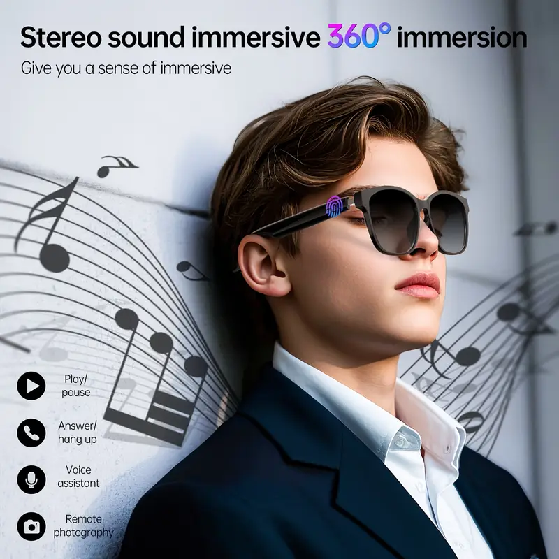 smart glasses with 144 languages blue light filtering polarized lenses low latency audio built in mic speakers assistant wireless usb rechargeable ideal for driving travel travel accessories durable eyewear Product details 5