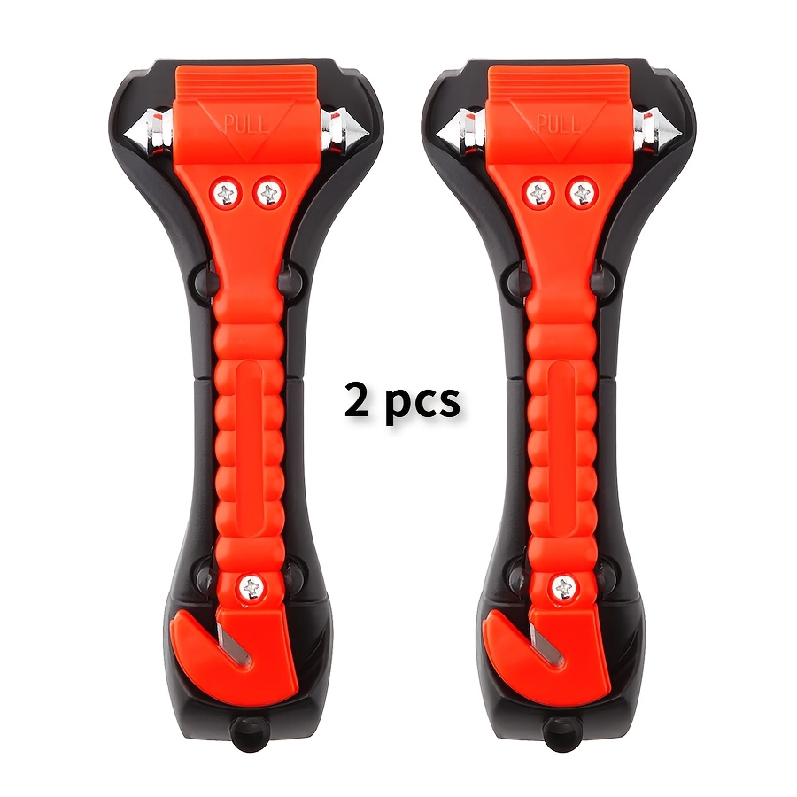 TEMU Juego de 2 piezas de cortador de cinturón de seguridad de emergencia y rompecristales para ventanillas de coche, accesorios automotrices, de