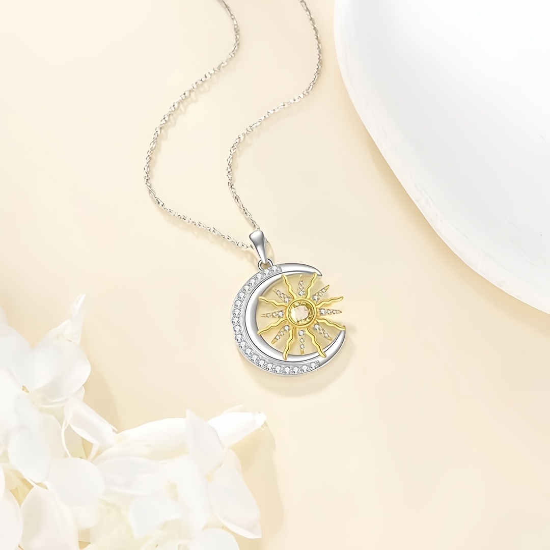 Women's S925 Silver Bicolor Stars Pendant Necklace