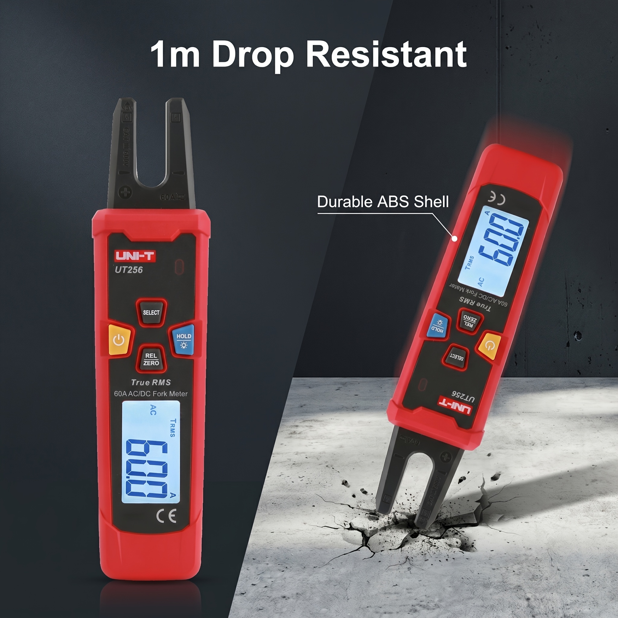   ut256 60    fork clamp meter true rms ncv non contact voltage tester auto ranging cat iii 600v lcd backlight data hold electrician tool