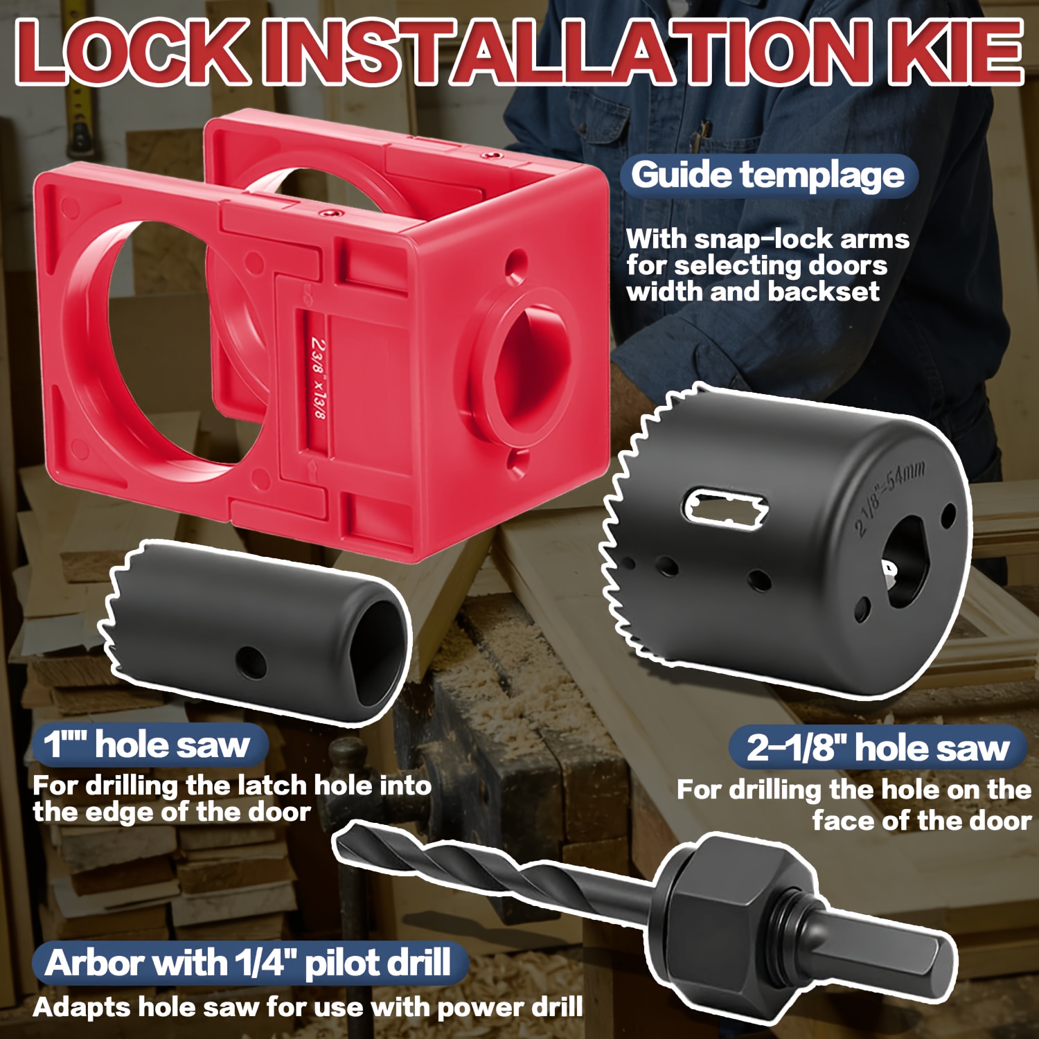 Aluminum Alloy Door Hinge Jig and Lock Installation Kit