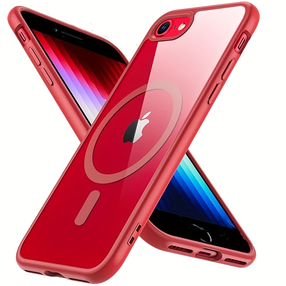 capa para telemóvel - compatível com capa magnética magsafe para iphone 7 8 plus se 2/se 3 x xs, capa traseira rígida transparente    