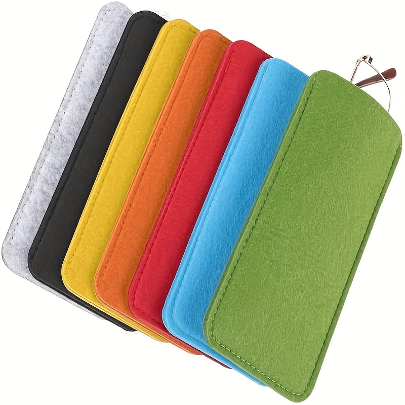 E-shop 7er-Set Weiche Brillenetuis – Tragbare Brillenbeutel in Rot, Gelb, Grün, Orange, Grau und Blau. Aus strapazierfähigem Nylon für Linsen und