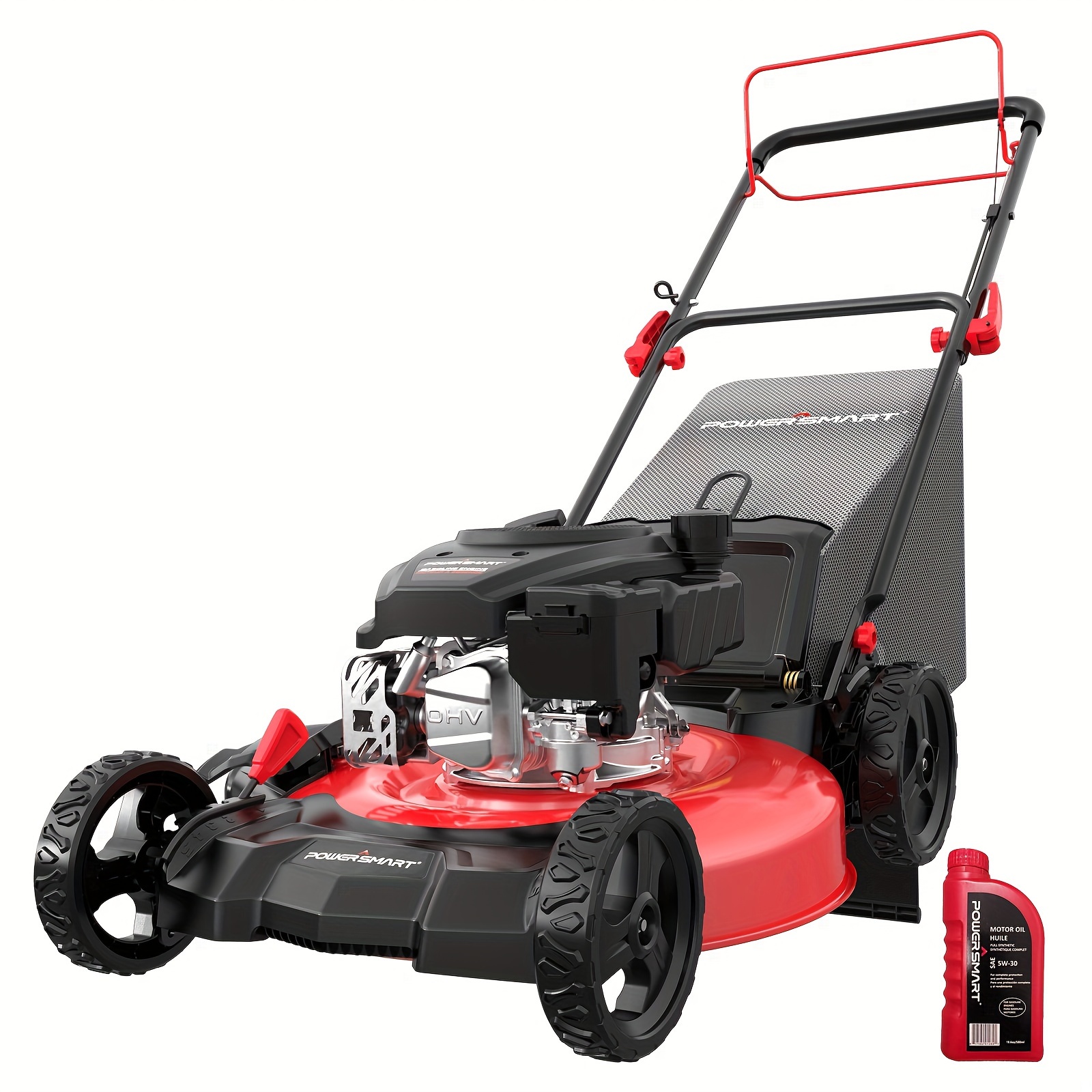 

Powersmart Self Propelled Gas Lawn Mower 21in. 170cc Gas Engine 3-in-1 Mulch, Bag, Side Discharge, 6-position Height Adjustment