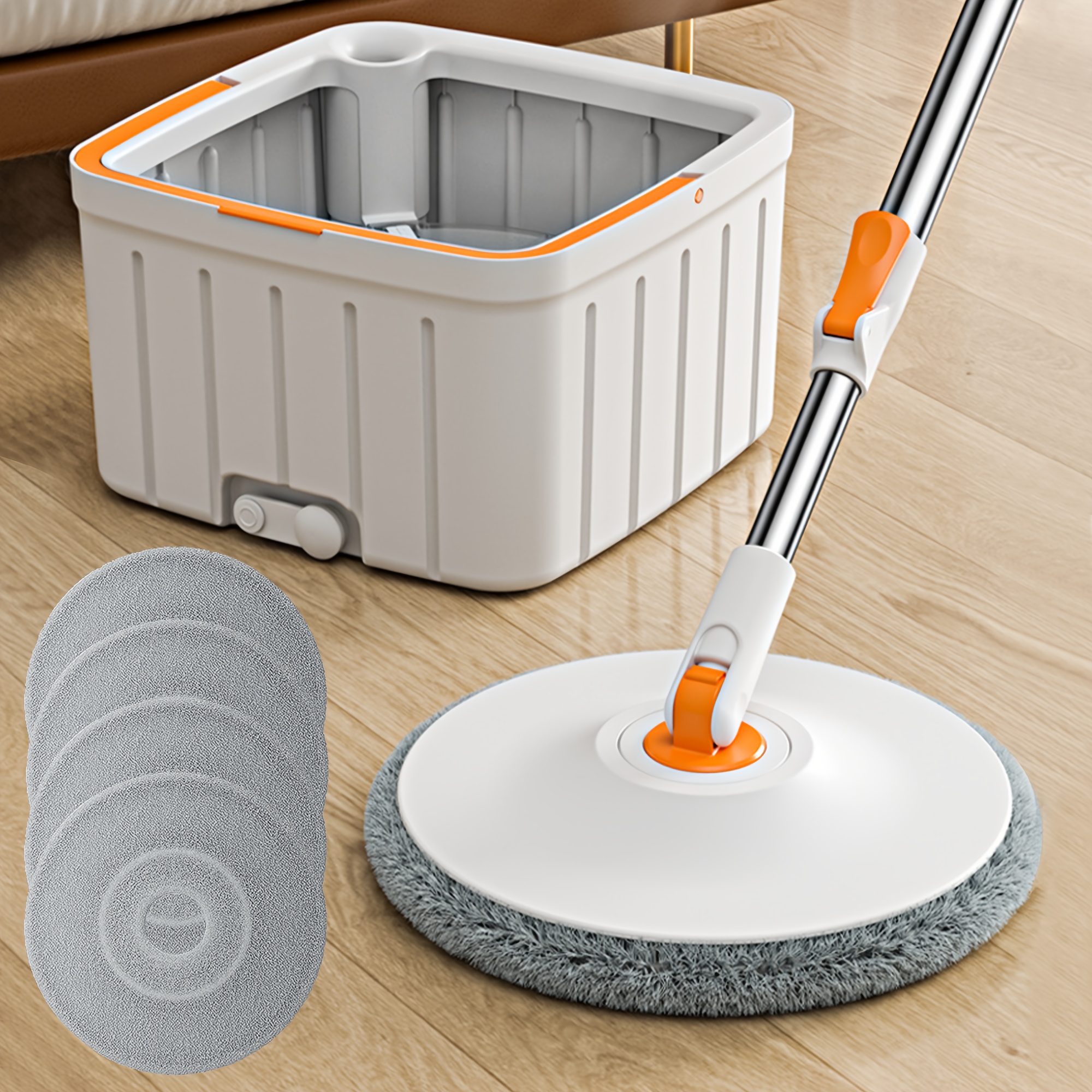 

Spin Square Mop M16 Square Spin Mop And Bucket Set, With Dirty/ Separation System, Self Rotating Mop-head For Hardwood Tile Marble Floors (2 Pads)