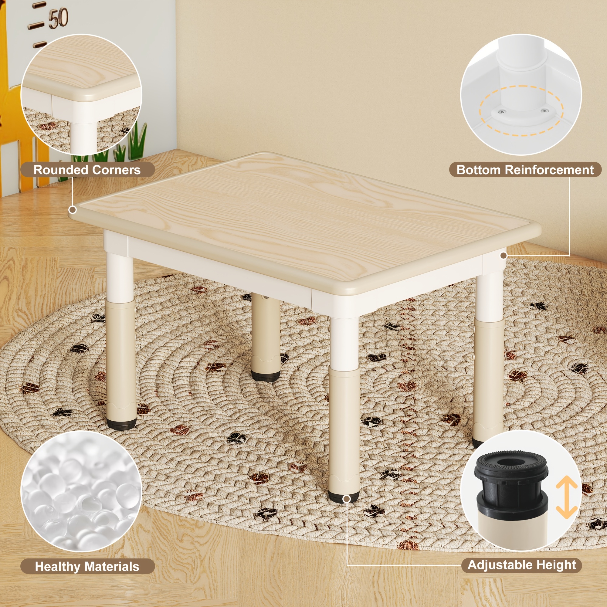 Adjustable Table And 4 Chairs, 23.6