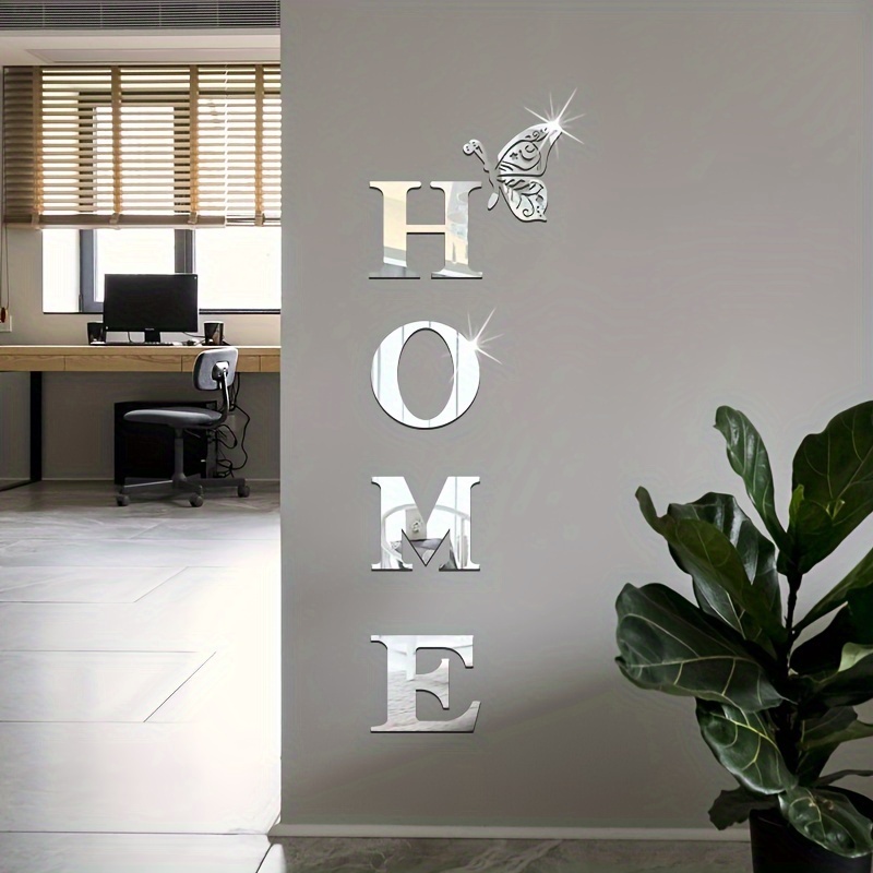 'HOME' Acrylic Mirror Set with Creative 3D Letters