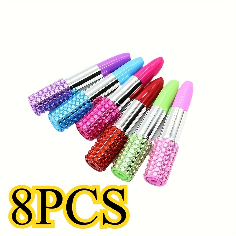 TEMU 8 penne a creative, penne a forma di rossetto con diamanti, penne regalo a forma di rossetto, materiale scolastico per studenti.
