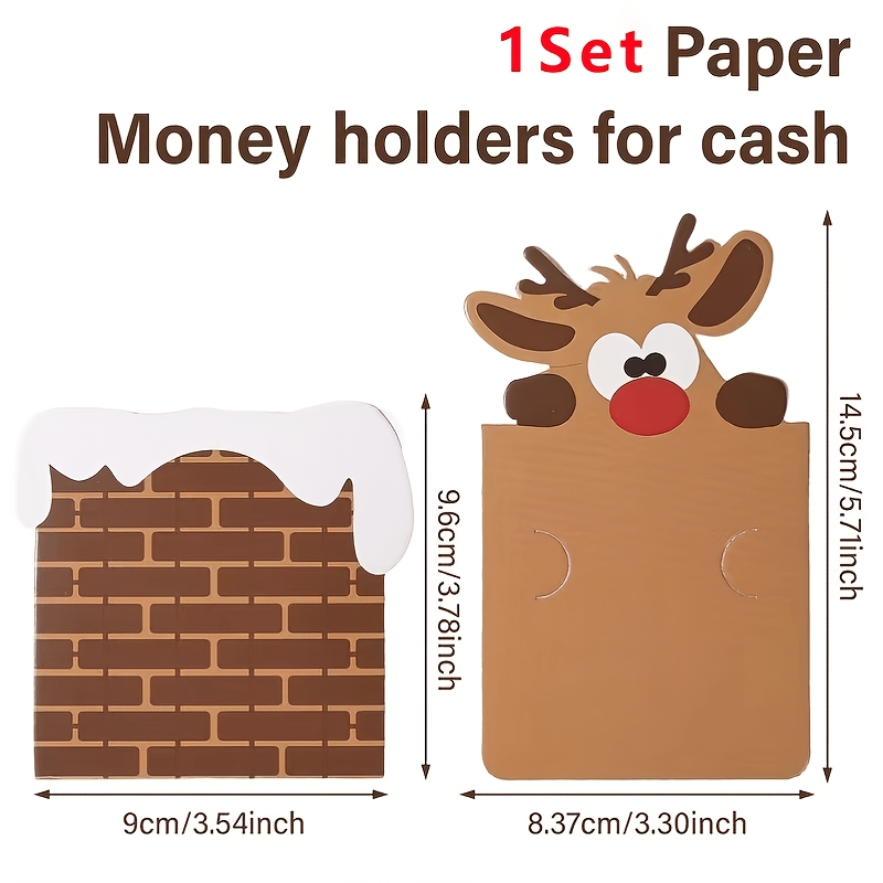 TEMU Christmas Reindeer Chimney Paper Wallet, Christmas Cash Pouch, Holiday Party Gift Card