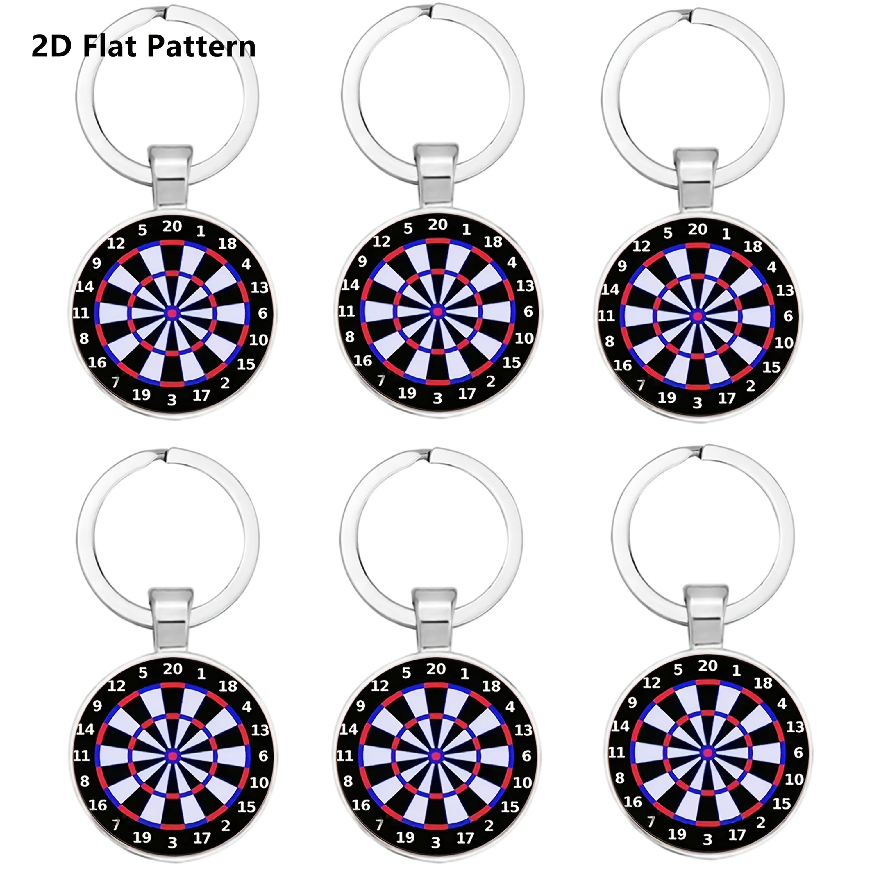 6pcs 2d Flat Pattern Keychains For Dart Enthusiasts, Featuring A Mini Dartboard Design. Unique Sports-themed Additions Are Perfect For Backpacks, Car Keychains