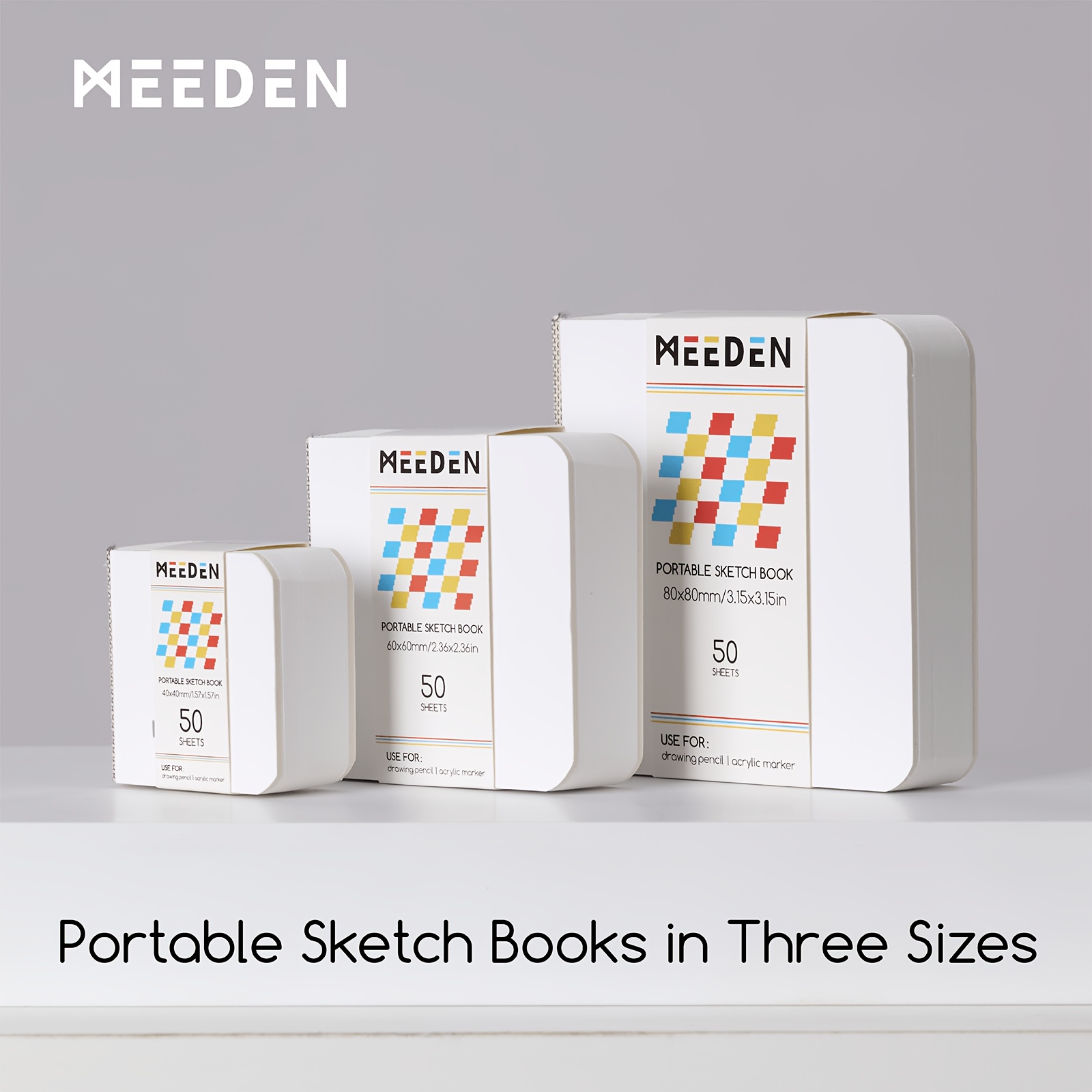 TEMU Meeden Au 3-pack Dot Grid Notebook Set, 190g Half, 50 Sheets, 8×8cm + 6×6cm + 4×4cm