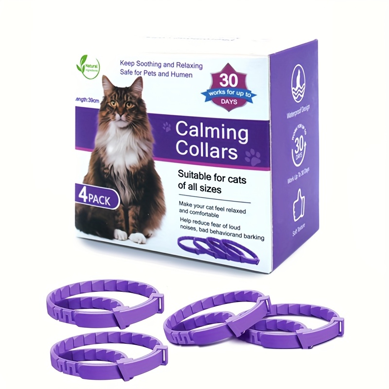 1 Set Calming Collar (4 Pack) Calming Collar Pheromone Collar Effective Pheromone Calm Relax Comfortable Collar Adjustable For Small, Medium And Large Cats, Without Battery