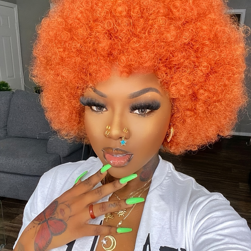 Vibrant Pink 70s Afro Curly Wig for Women Men Heat Resistant Synthetic  Hair, Short Party Cosplay Costume Accessory with Glittery Effect, Retro 