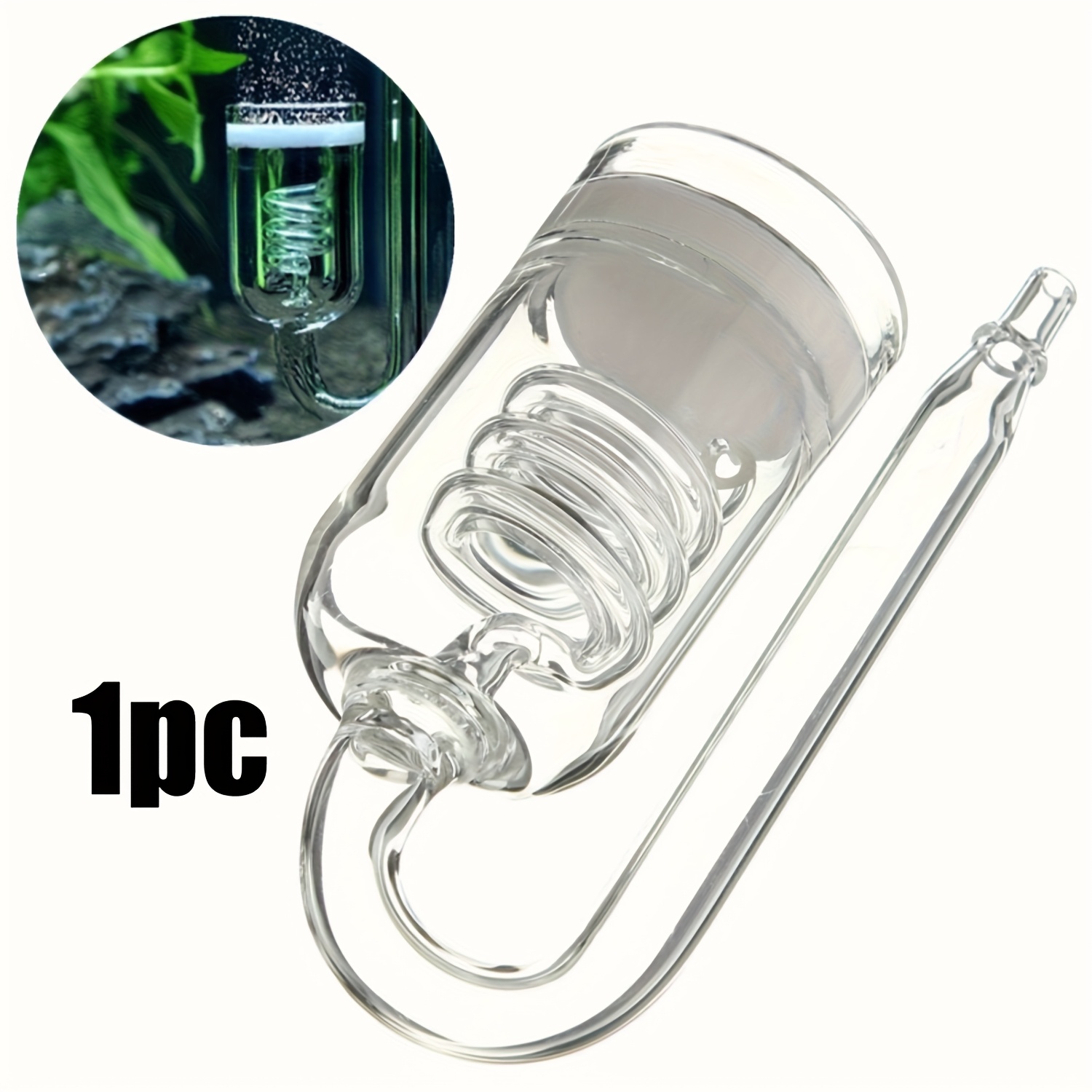 Image of 1pc Glass Co2 Diffuser Reactor, Used For Aquarium, Fish Tank Oxidation And Plant Growth, With Electromagnetic Regulator And No Battery Required