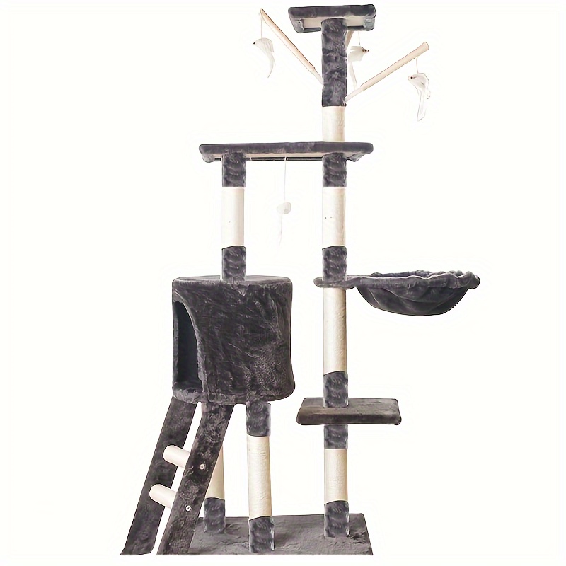 

Multi-level Cat Tree For Indoor Cats, Durable Solid Wood Cat Tower With Cat Scratching Post, Sleeping Nest And Jumping Platform, Indoor Cat Furniture