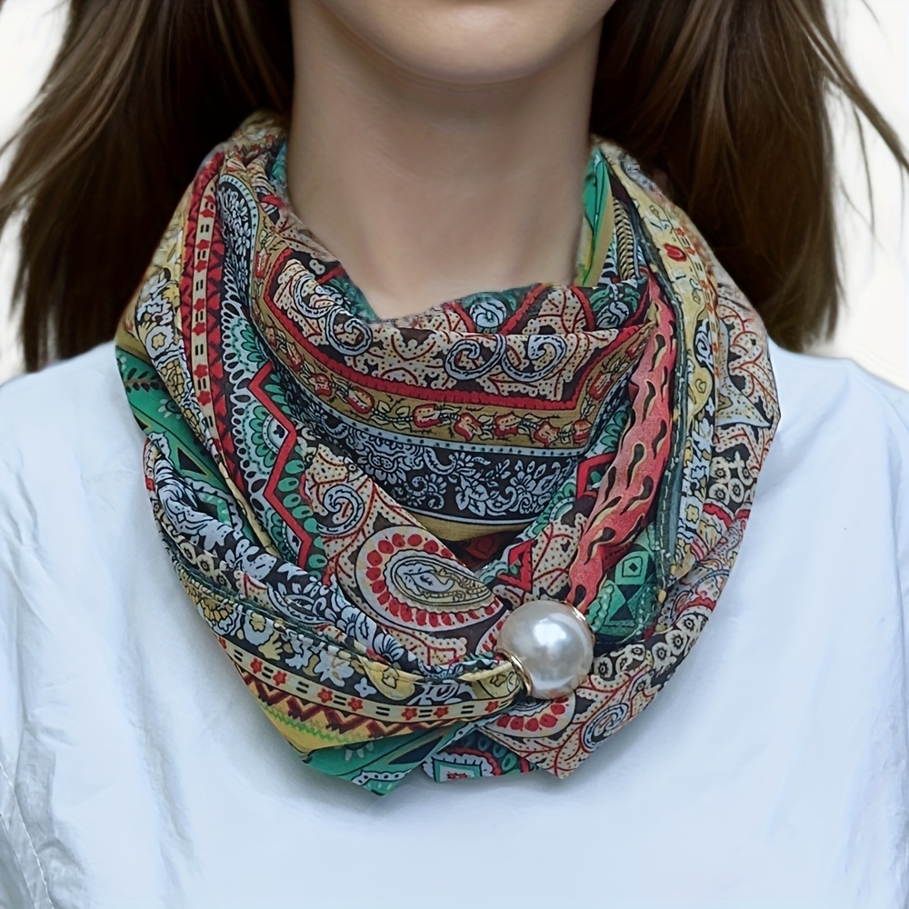 TEMU Otvs Women's Bohemian Chiffon Neck Warmer Scarf - 3-circle Expandable Collar Suitable For , Soft -friendly Suitable For Outdoor, Casual &