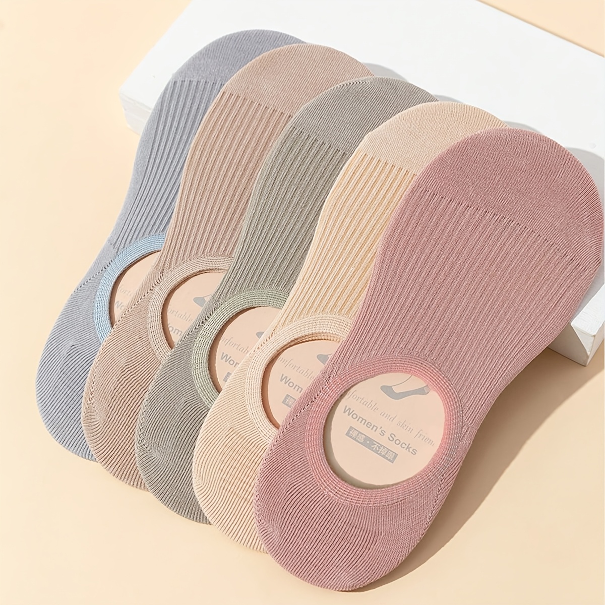 TEMU Pack de 5 Calcetines Cortos Ultrafinos para Mujer, Calcetines Invisibles Transpirables y Cómodos, Calcetines Cortos Dulces y Sencillos,