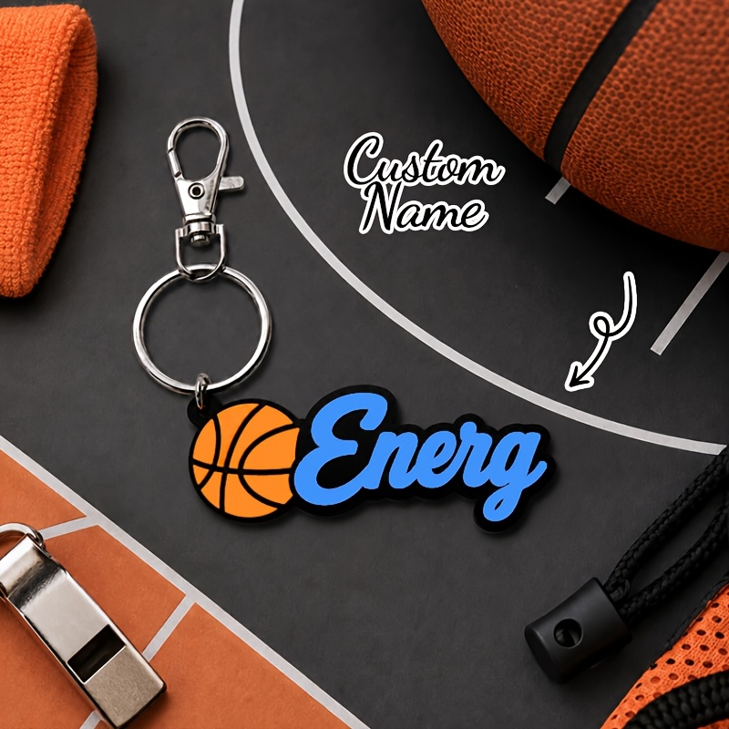 TEMU [custom] 1pc Personalized Name Or Number Basketball Keychain, Backpack Keychain, Custom Letter Basketball Additions, Gifts For Sports Teams,