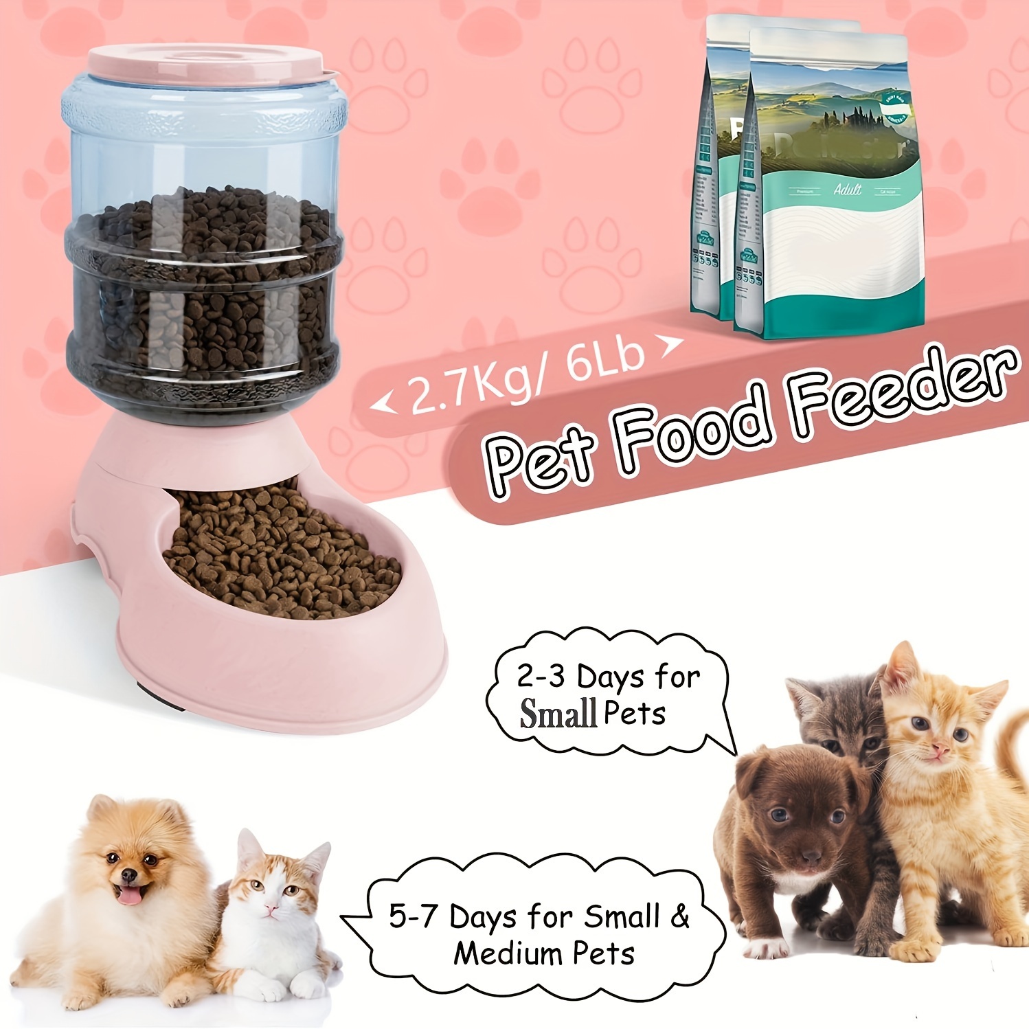 3.8L Extra Large Capacity Automatic Pet Feeder and Water Dispenser - Suitable for Small & Medium Pets, Gravity-Fed Dog Station, Durable PP Material, Without Battery, Dog Water Dispenser | Stylish Auto Dispenser | Durable Pp Material, Dog Waterer