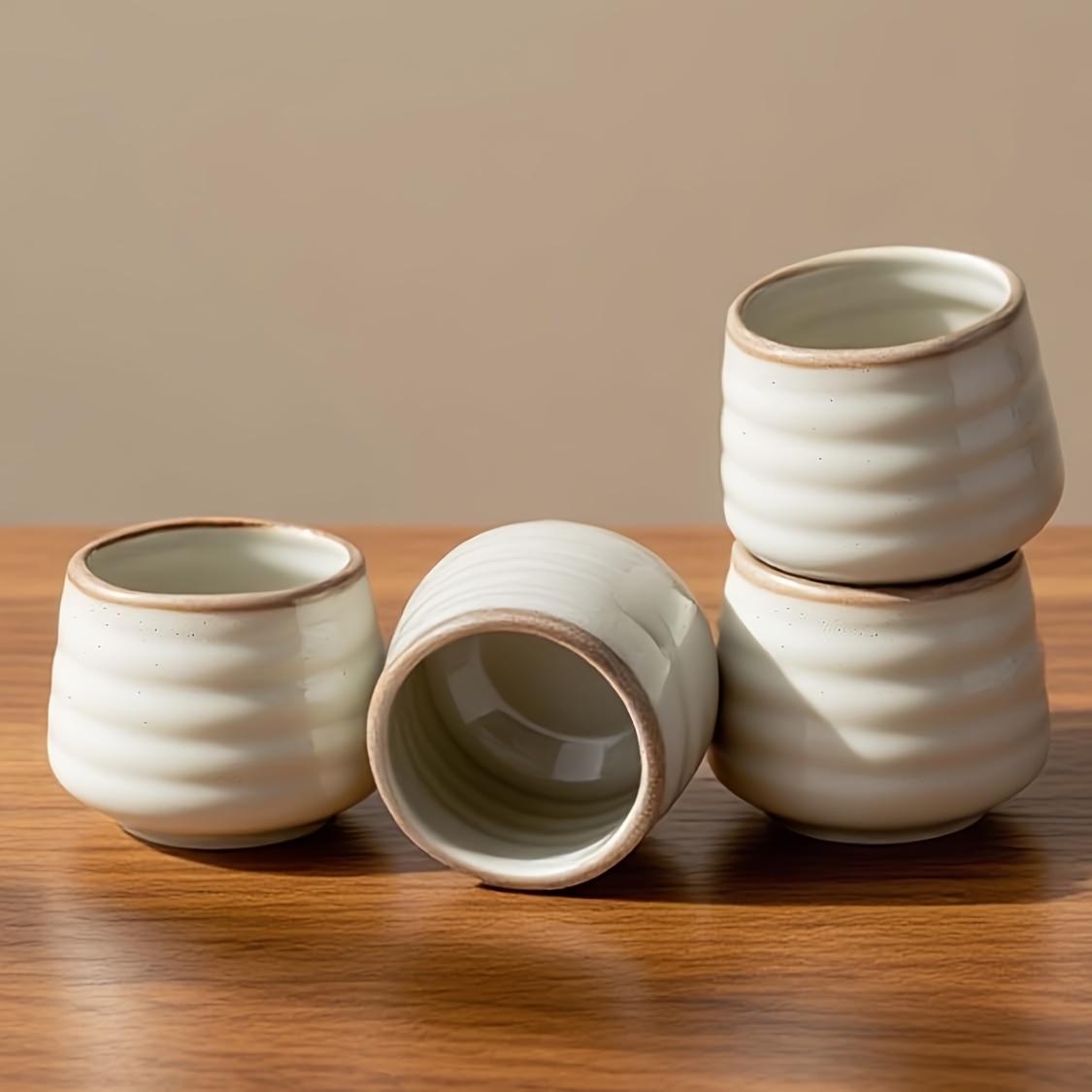 Image of 4pcs 130ml/5.4oz Japanese Retro And Tea Ceremony Style Ceramic Cups, Chinese Fu Tea Cups, And Espresso Cups, Household Tableware, Perfect Gift For