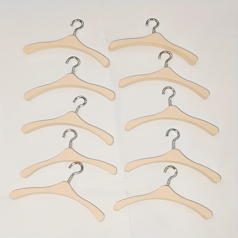 Image of 10pcs Mini Dollhouse Wooden Hangers Furniture Model - Suitable For Realistic Life Micro Landscape Additions