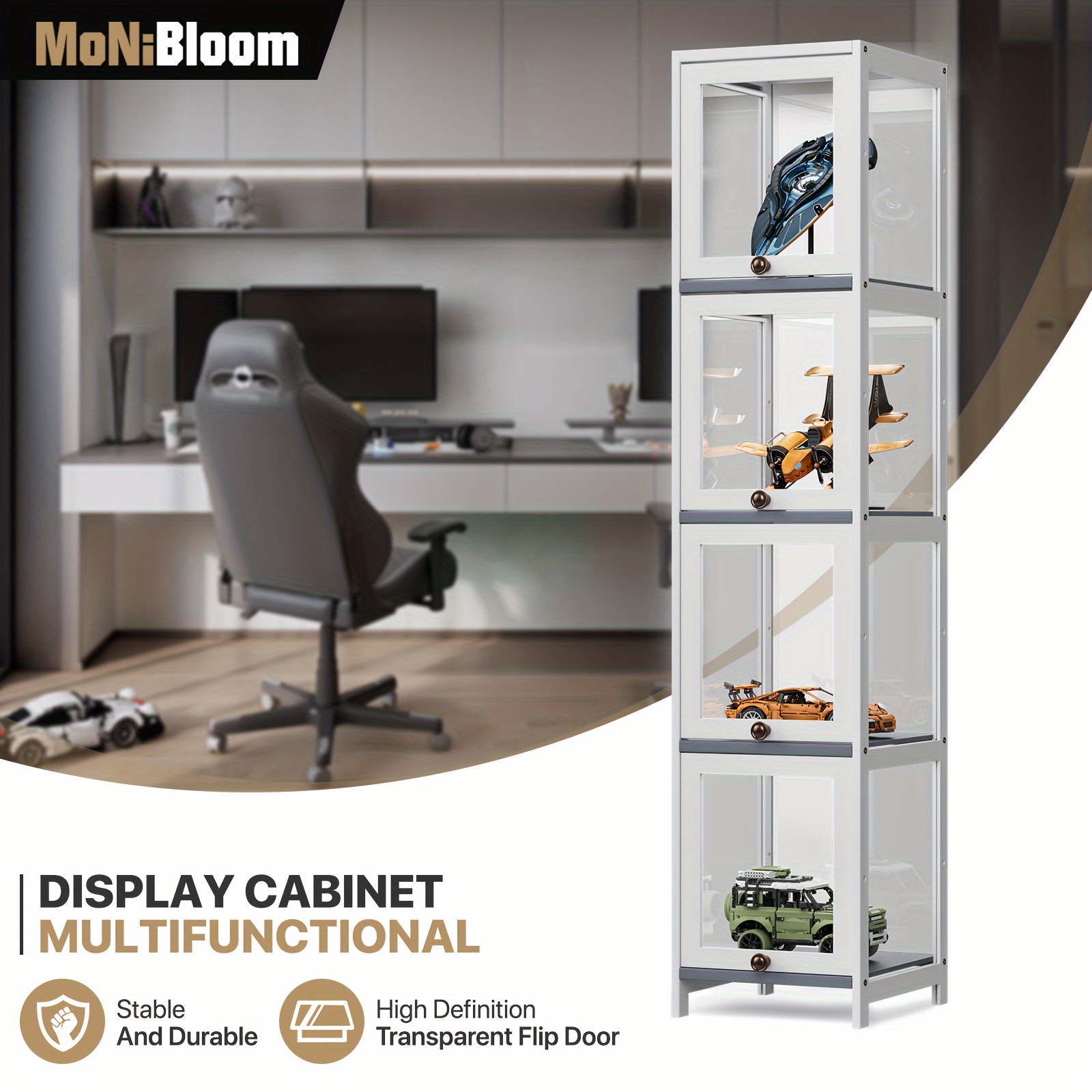 

Monibloom 60" Narrow Clear Display Display Case Shelves Display Case Storage Cabinets