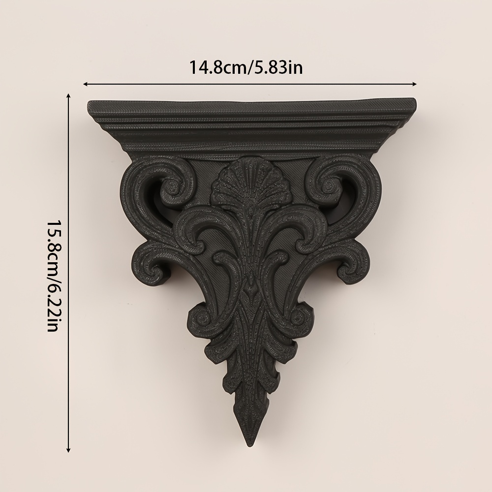 TEMU 1pc Gothic Wall Shelf With Ornate Scroll Relief & Heavy Relief Carvings - Lightweight Plastic Vintage Decorative Bracket Suitable For Candles,
