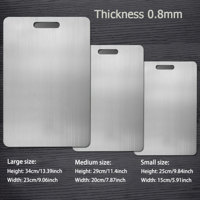 TEMU 3pcs Thick Stainless Steel Cutting Board Set - Food-grade Durable Kitchen Chopping Boards With Non-slip Design, Suitable For