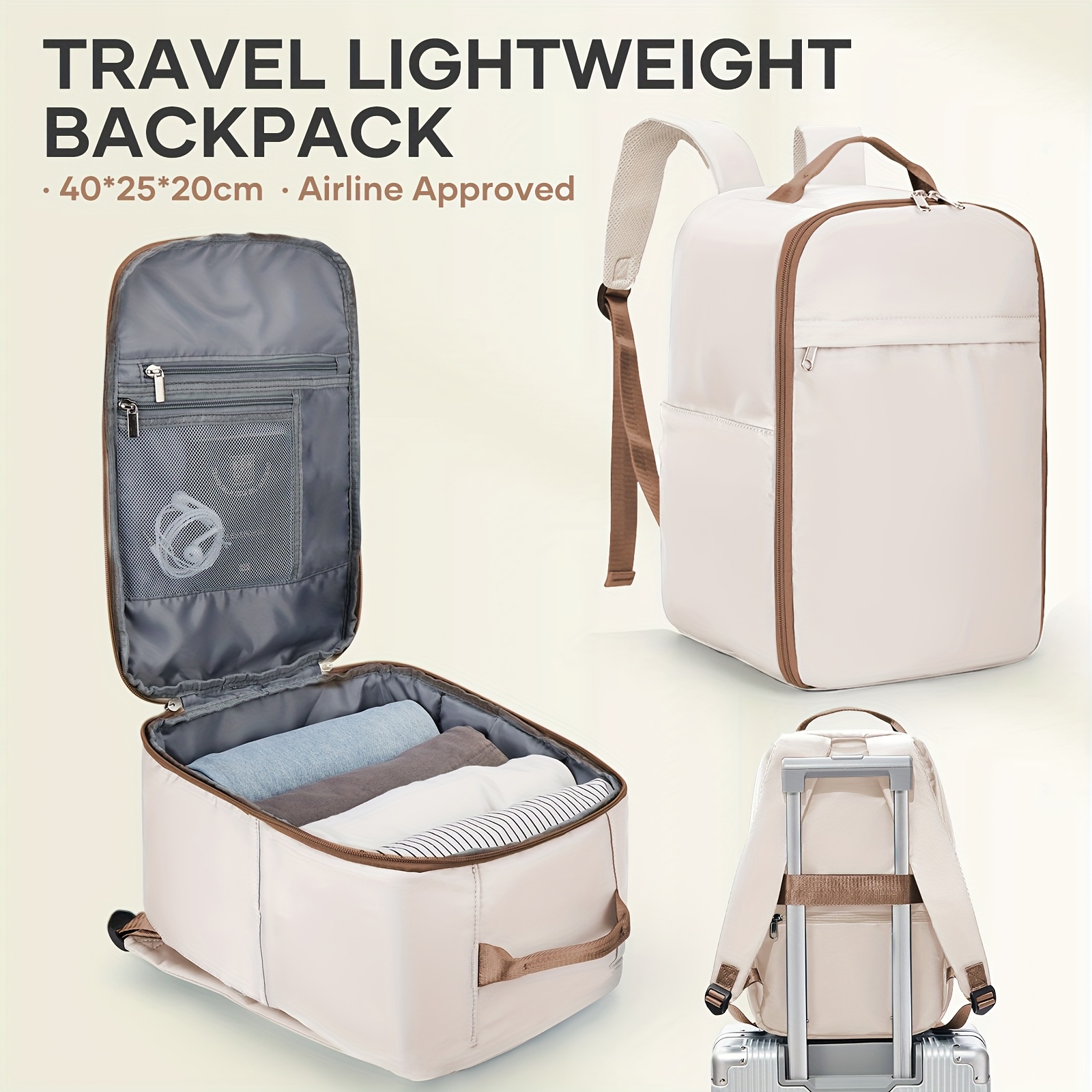 Flintronic Sac De Voyage 40x20x25 Ryanair - Sac Cabine Avion Pliable Imperméable Avec Sac Humide, Noir