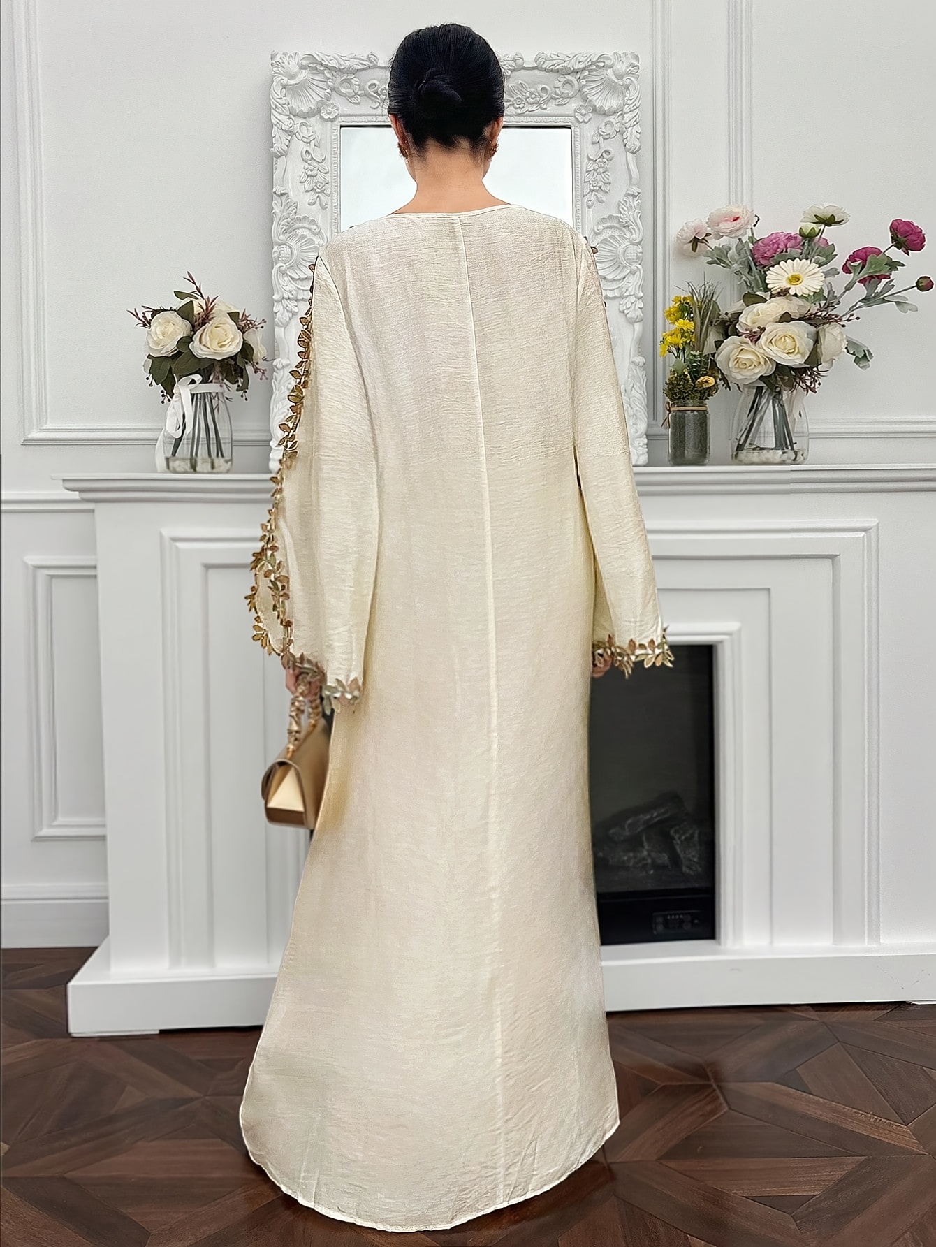 womens loose fit long sleeve arabic style dress embellished - Temu Italy