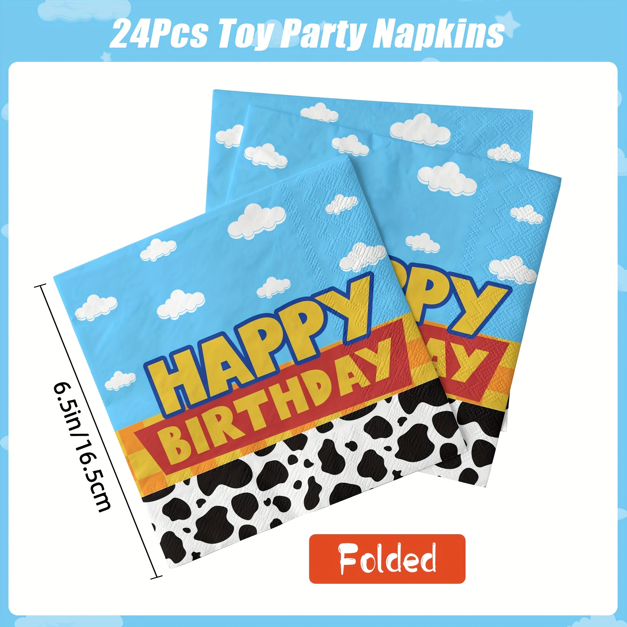 TEMU 24pcs And White Cloud Cow Party Napkins, Party Decoration, Party Supplies, Birthday Decoration