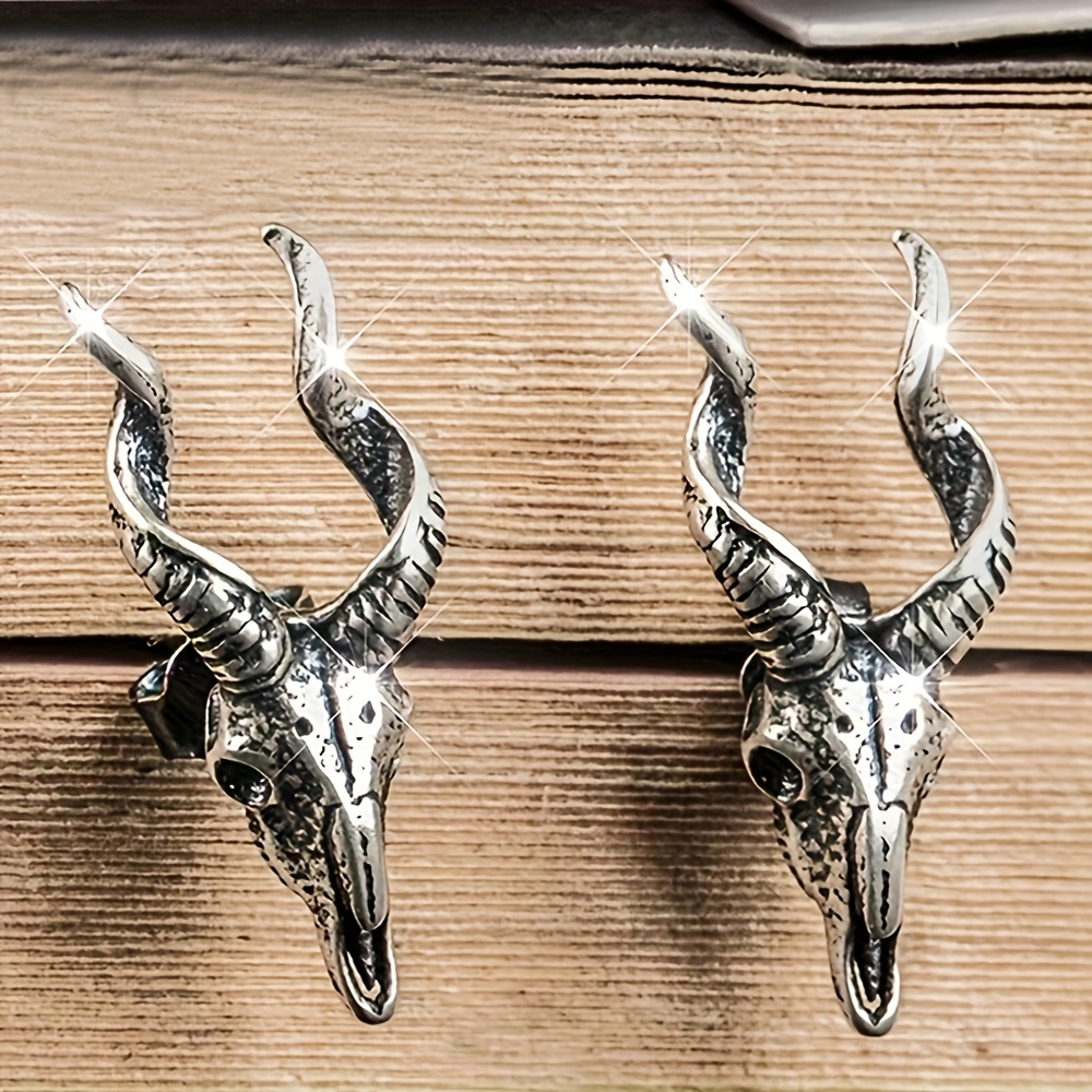 TEMU Boucles d'oreilles Gothiques avec Motif de Tête de , Conviennent aux Hommes et aux Femmes, pour Halloween, Sorties Décontractées ou