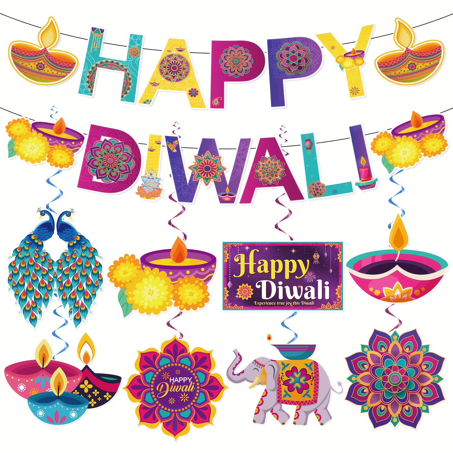 31pcs party banners diwali party banners party streamers decorations suitable for diwali party supplies multi purpose holiday ceremonial decorations