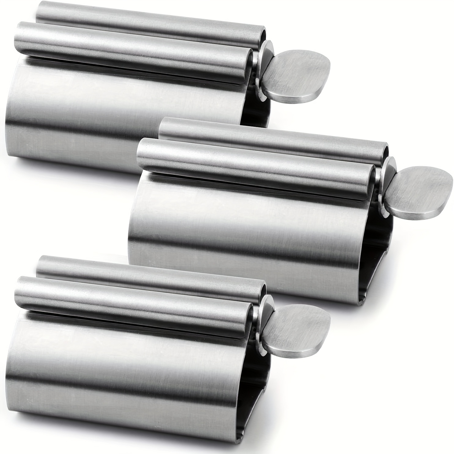 TEMU Lot de 3 presse-dentifrice robustes en métal, avec prise ergonomique et support sécurisé - Antirouille, facile à nettoyer, hygiénique pour salle