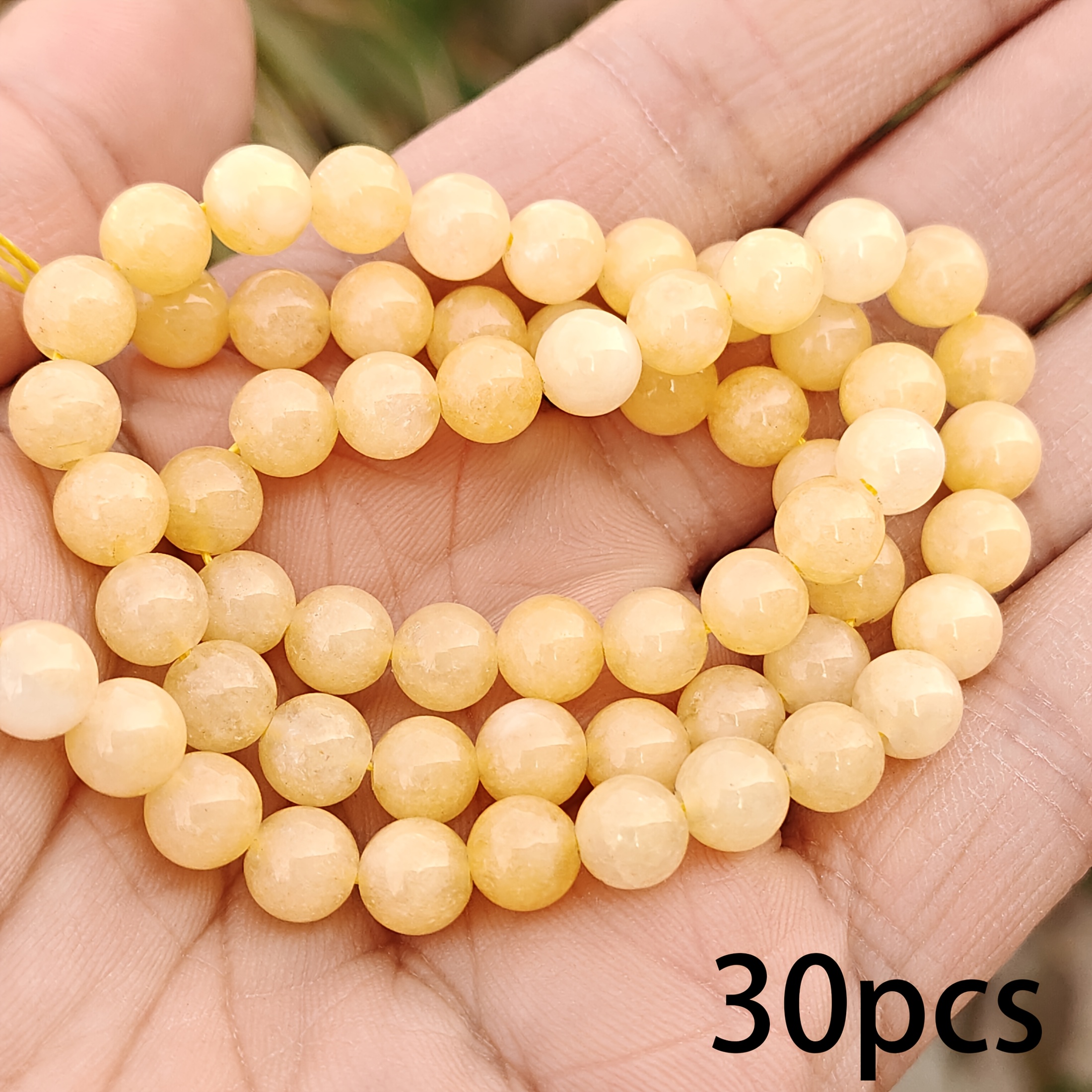 TEMU 6/8/10mm Yellow Natural Stone Loose Beads, Jewelry Making Materials, Suitable For Necklace, Bracelet, Earring, Phone Bag Pendant And Other