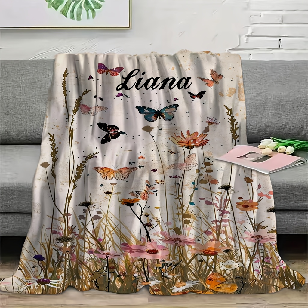 Custom Digital Print Blanket with Floral Watercolor Design