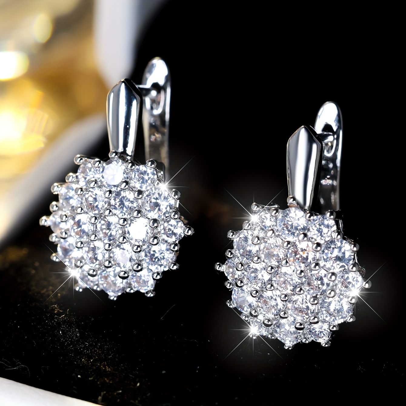 TEMU A Pair Of Luxurious Zirconia Sunflower Filled Earrings For Wedding, Bridesmaid, Wife, Daughter, And Valentine's Day Gifts
