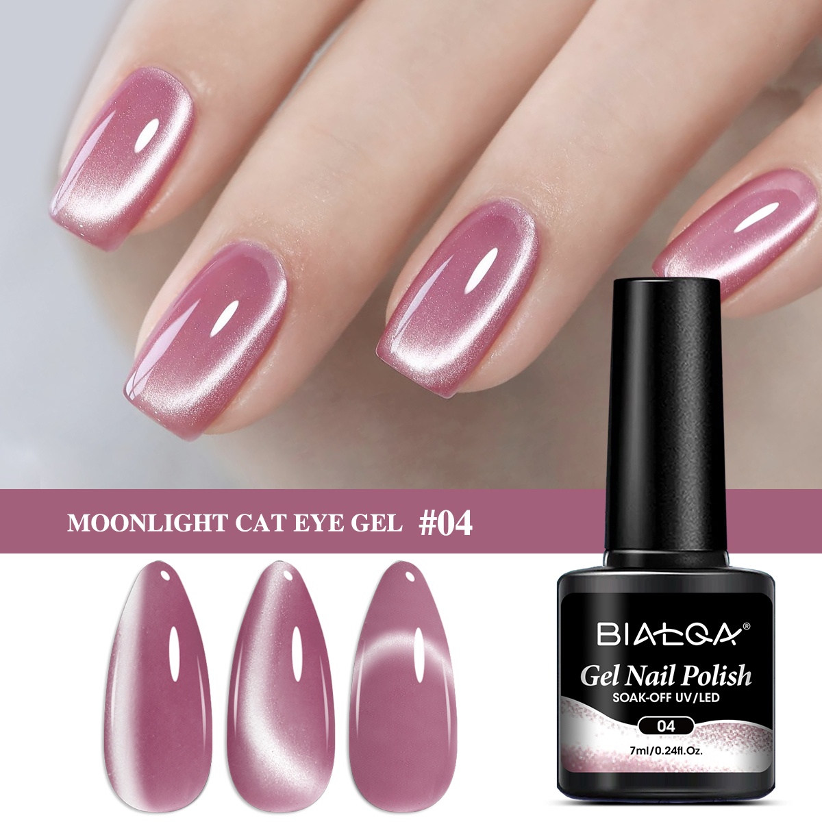 Image of 14 Colors Magnetic Cat Eye Nail Polish, /led Long-lasting, , Trendy Shade, Alcohol-free For Salon-quality , Each 7ml Bottle