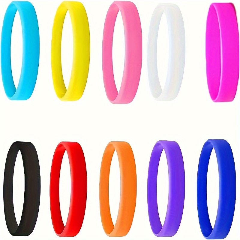 

10pcs, Assorted Colors, Blank Silicone Wristbands, Plain Color Elastic Bracelets, Sports Accessories, Mixed Color Armbands For Sports Team, Birthday Party Gift
