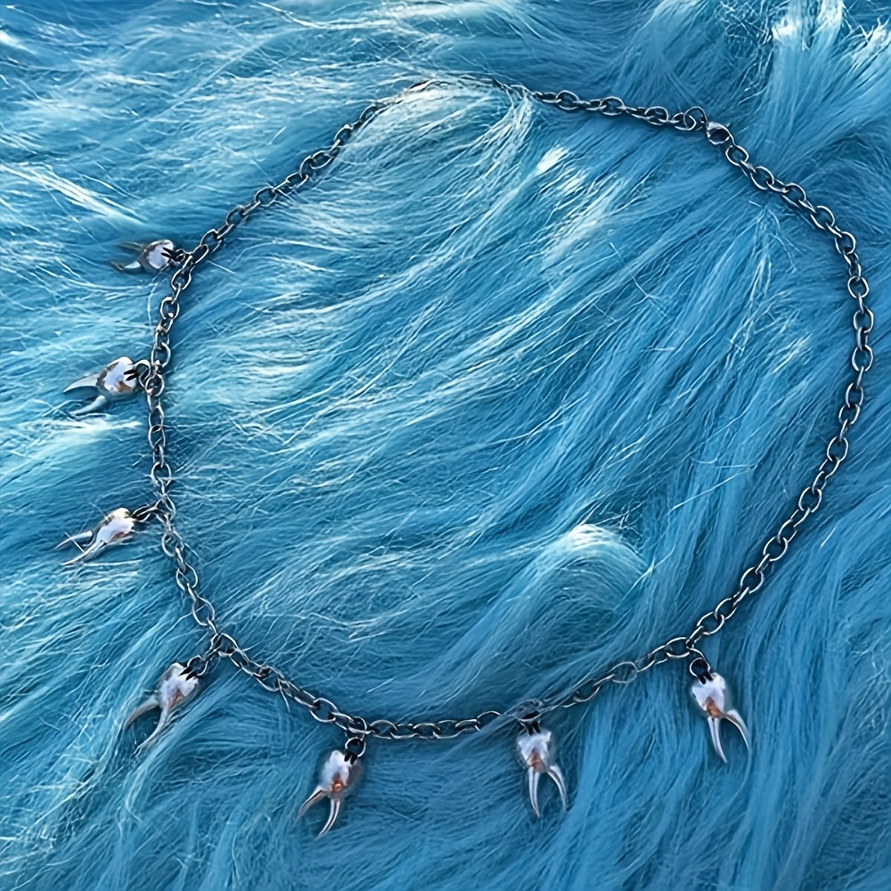 TEMU Trendy New Tooth Pendant Necklaces From Europe And America, Stylish Streetwear Collarbone Chains For Wholesale, Perfect As Gifts For Dentists
