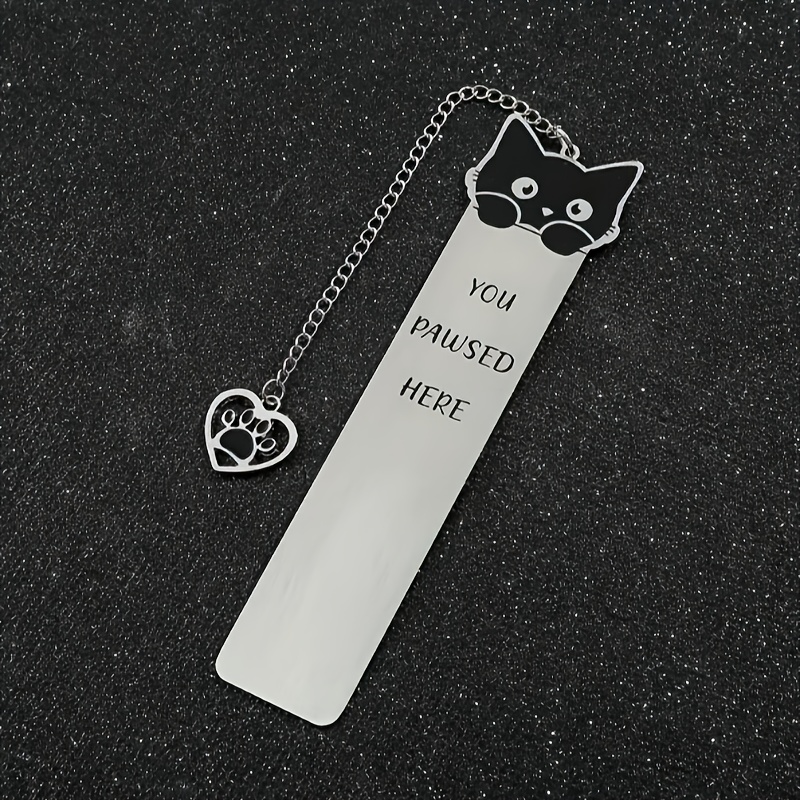 TEMU 1pc Cute Stainless Steel Cat Bookmark With Kitten-shaped Book Page Holder - Bookmarks For Book Lovers, Readers, &, Book Accessory Gift For