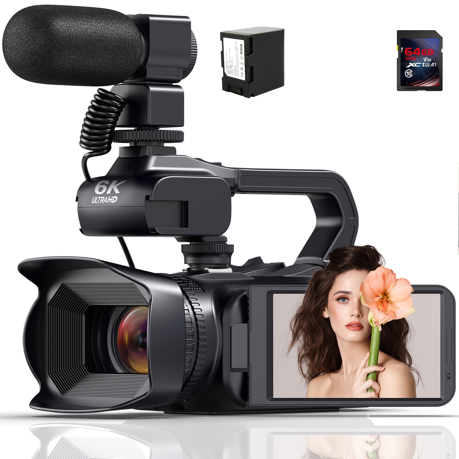 TEMU Dingetu 6k/64mp Professional Video Camera With Ir Night Vision & 18x Zoom, 4k/60fps Vlogging Camcorder Suitable For Youtube Streaming, Live