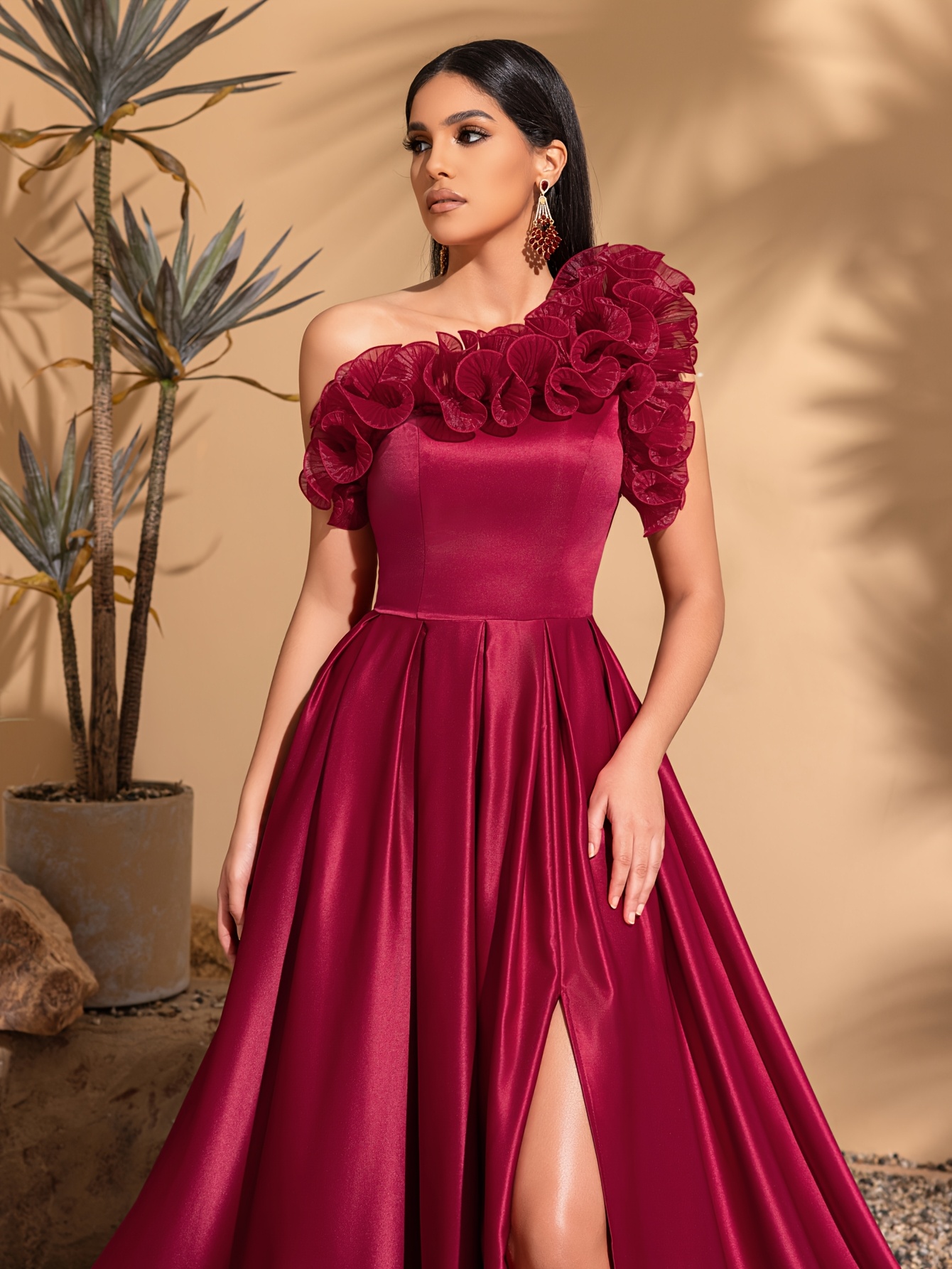 womens vintage asymmetric one shoulder satin evening gown - Temu Germany