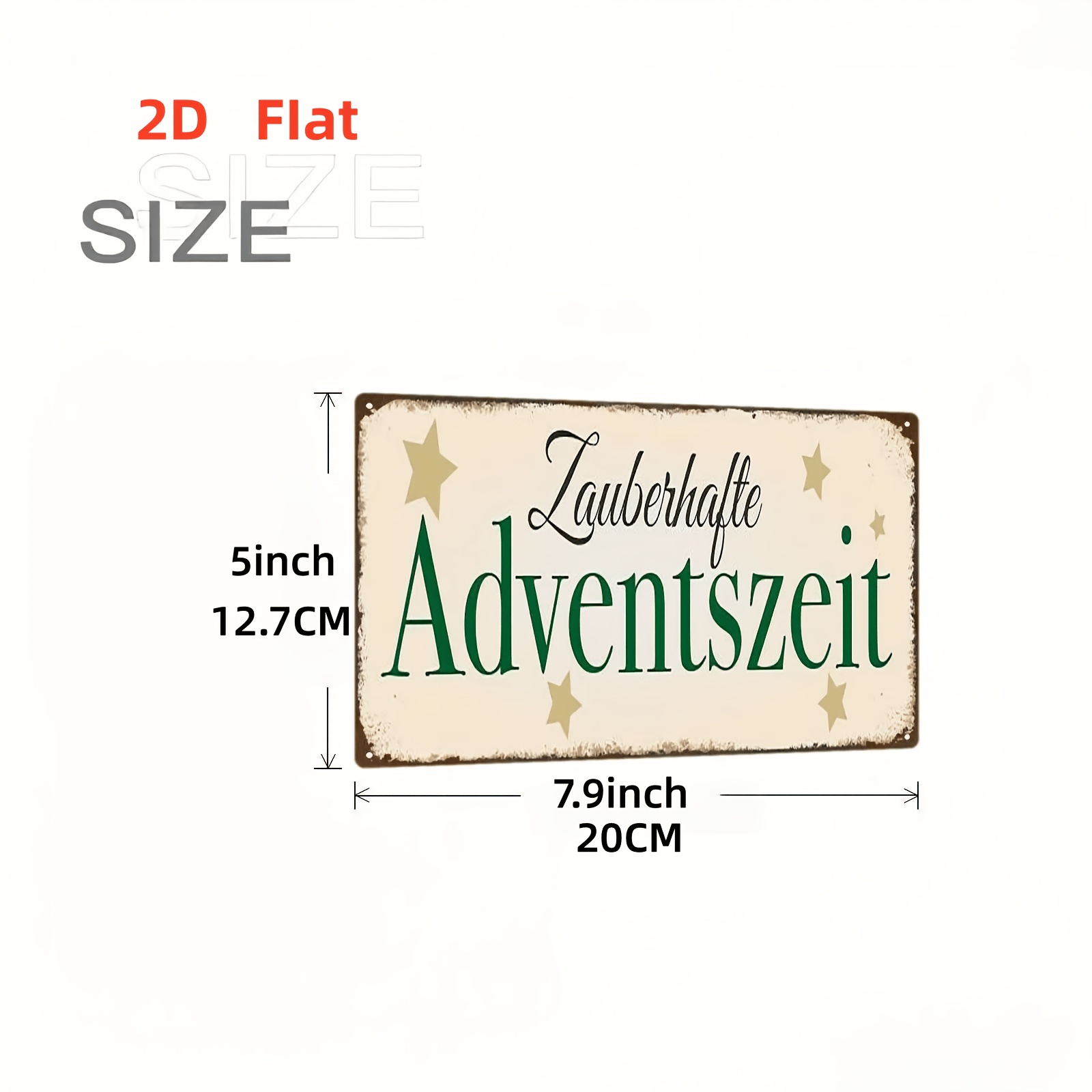 Image of 2d Flat 1pc German Zahafte Adventszeit Wall Decor Sign - Retro German Font Green Golden Wooden Durable 20.1x12.7cm Hook Type Home Office Bar Outdoor