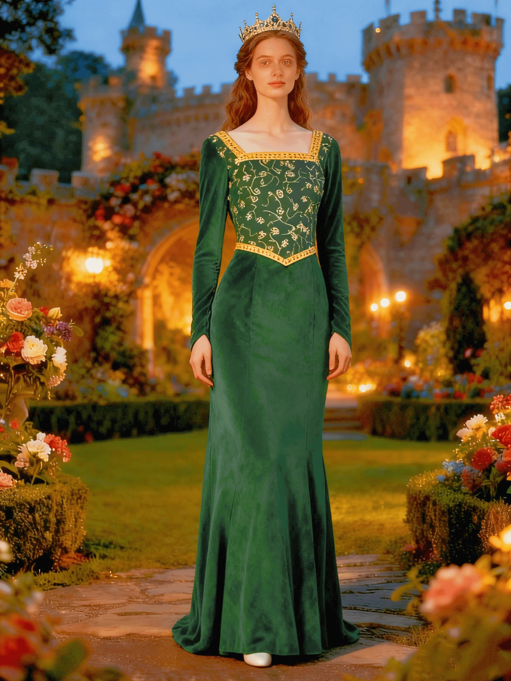 Princess Character Cosplay Green Dress Halloween Costume Gift