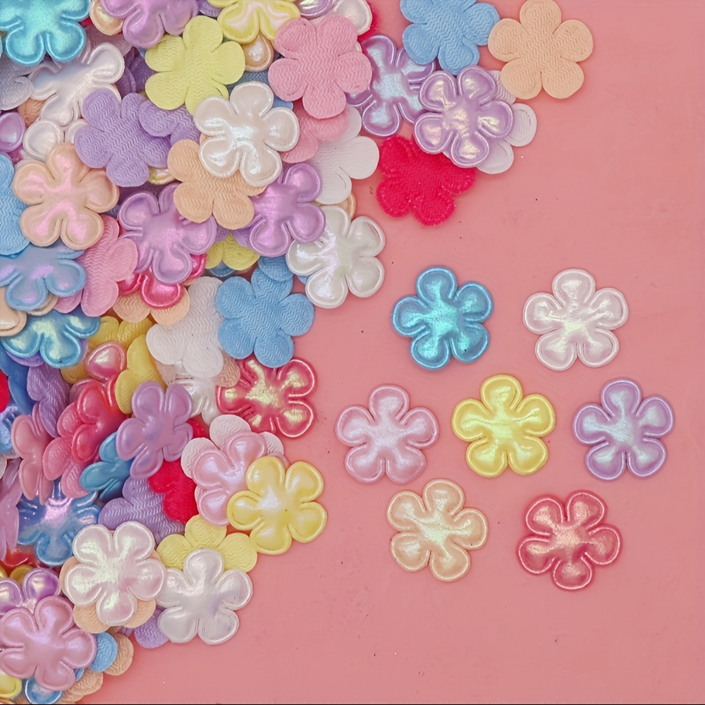 TEMU 100pcs 7-color Flower Patches, 20mm - Ideal For Diy Hair Clips And Crafts, Cute Hair Accessory Supplies