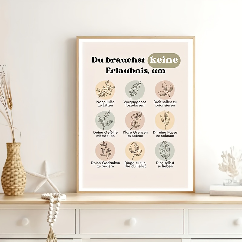 TEMU 2d Flat, 1pc Of German Motivational Poster, Wall Painting Art Decoration, Classic Quote Canvas Print, Suitable For Gifts, Home And Dormitory