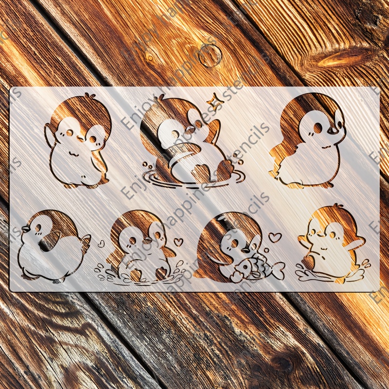 E-shop 1 Pinguin-Schablone - 8x14 Zoll - Malvorlage - Für Papier, Tassen, Notizbücher, Kleidung, Karton mehr