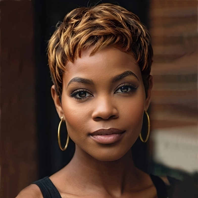 TEMU Elegant Short Cut Wig - Mixed , 120% Density Body Wave Synthetic Hair For Women, Halloween, Christmas Parties & Music Festivals, Costume Hairpiece | Hairstyle | Natural Look Wig